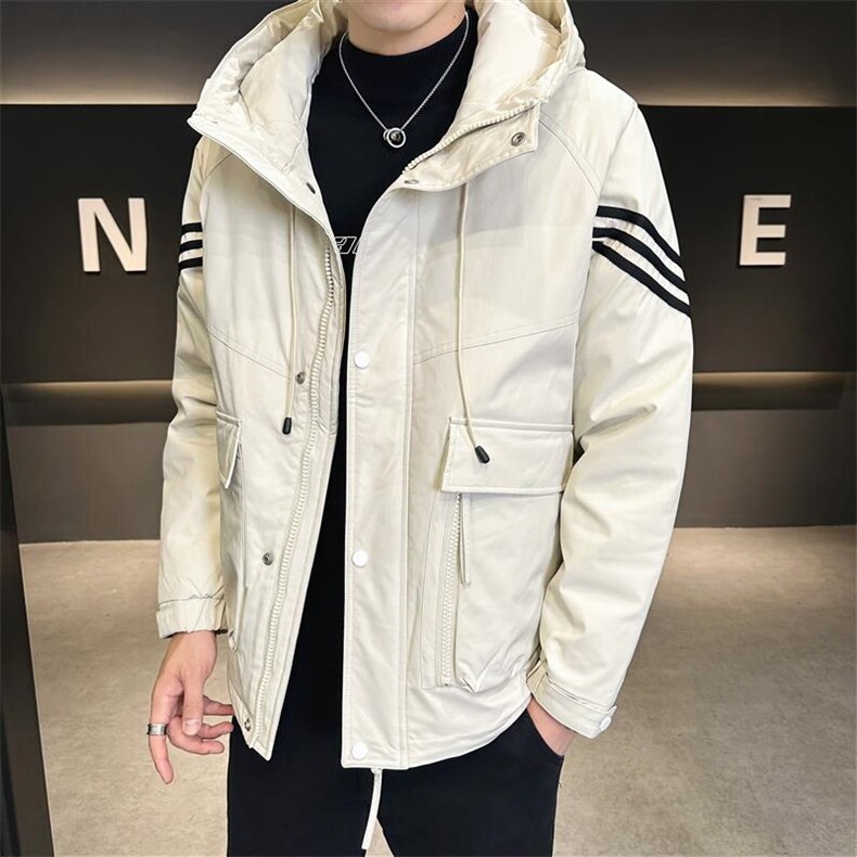 标DS-A225-2025冬季新款羽绒服男士短款连帽加厚工装羽绒外套图片