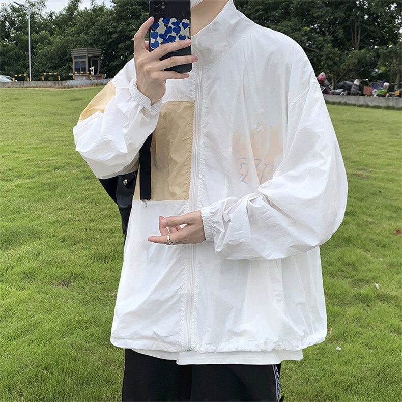 拼接撞色防晒衣男夏季日系潮牌情侣外套新款夹克风衣 W3374-P40图片