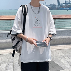 JT55140-P25假两件短袖t恤男大码胖子半袖体恤半截袖港风，男装T恤，电商A040