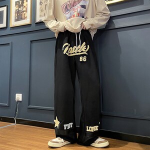 美式复古炸街休闲裤男ins直筒潮牌街头宽松情侣阔腿长裤K446-p42图片
