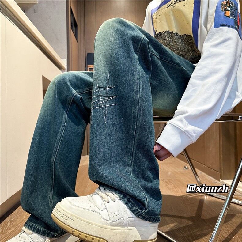 XZ616秋季新款水洗渐变设计感明线牛仔长裤TY1062特P40控78,男装休闲裤,星座512A（原616）