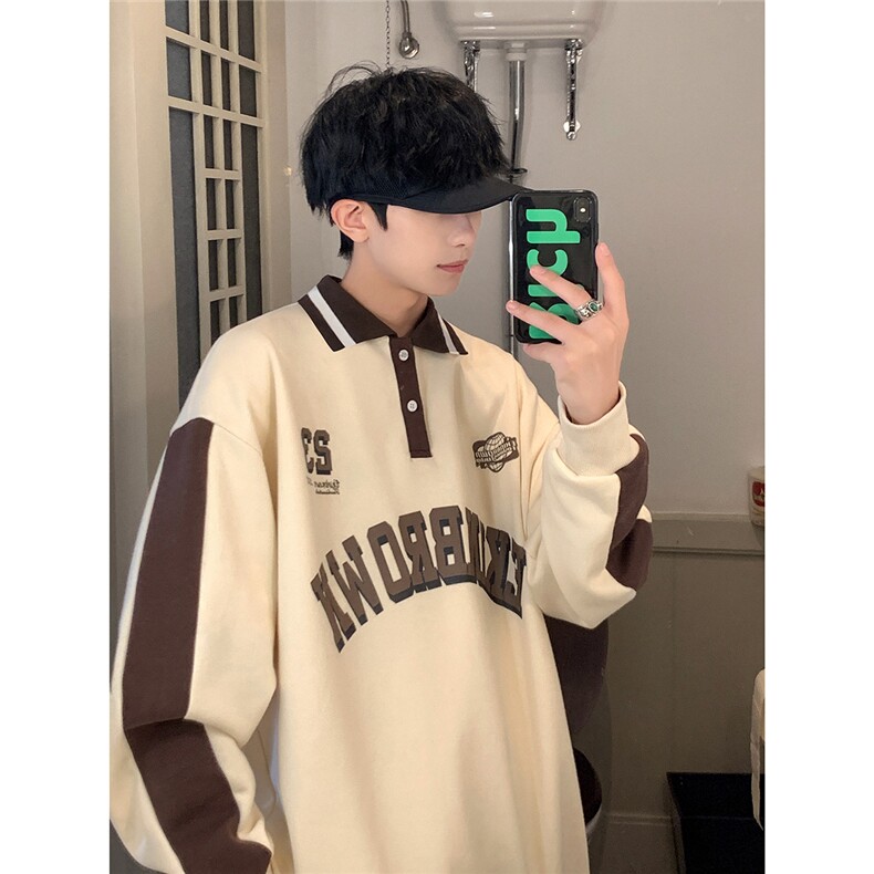 港风POLO领卫衣男情侣有中性风大码休闲套头外套男C7720P55控88，男装卫衣，星座226-1