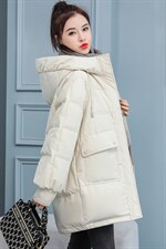 2020冬季新款优雅时尚气质中长款连帽保暖舒适棉衣，女装棉衣/棉服，千千佰惠