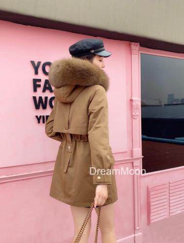 冬装新款派克服超大狐狸毛领修身显瘦，女装，梦中秋月