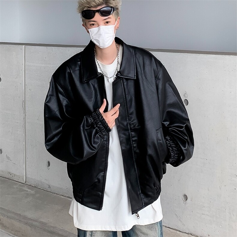 美式复古cleanfit短款皮衣外套男春秋季休闲宽松皮夹克W6031-P68,男装夹克,星座412-2