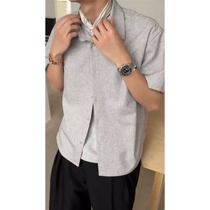 档口现货~夏季月影亚麻混纺花纱短袖衬衫 CT25106批50图片