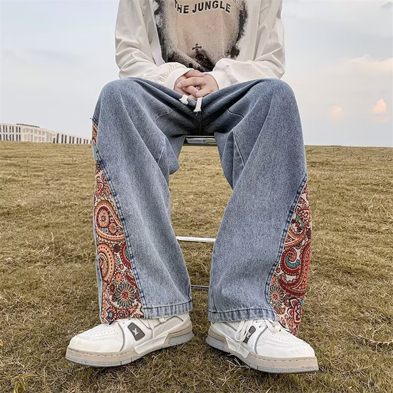 牛仔裤男秋季潮大码休闲裤子高街N816P42,男装牛仔裤,星座1116-2