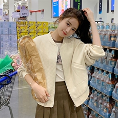 现货韩版宽松休闲百搭棒球服外套女春款2D075-(P135-K185)，女装短外套，2D075