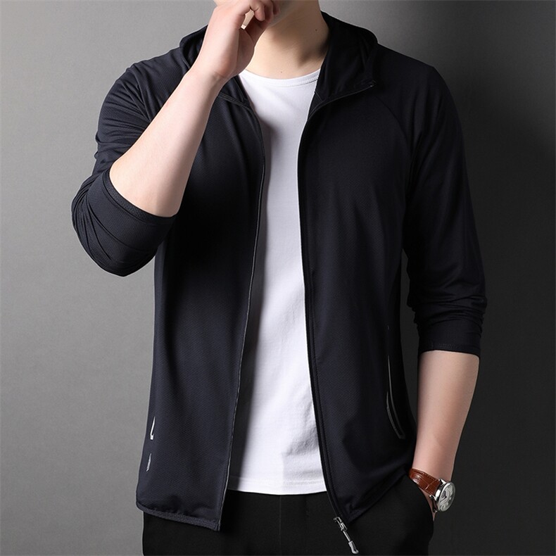 2024夏季新款男士冰丝透气薄款防晒衣中青年连帽休闲防晒服男P49,男装夹克,钱塘6003A(原)4033A