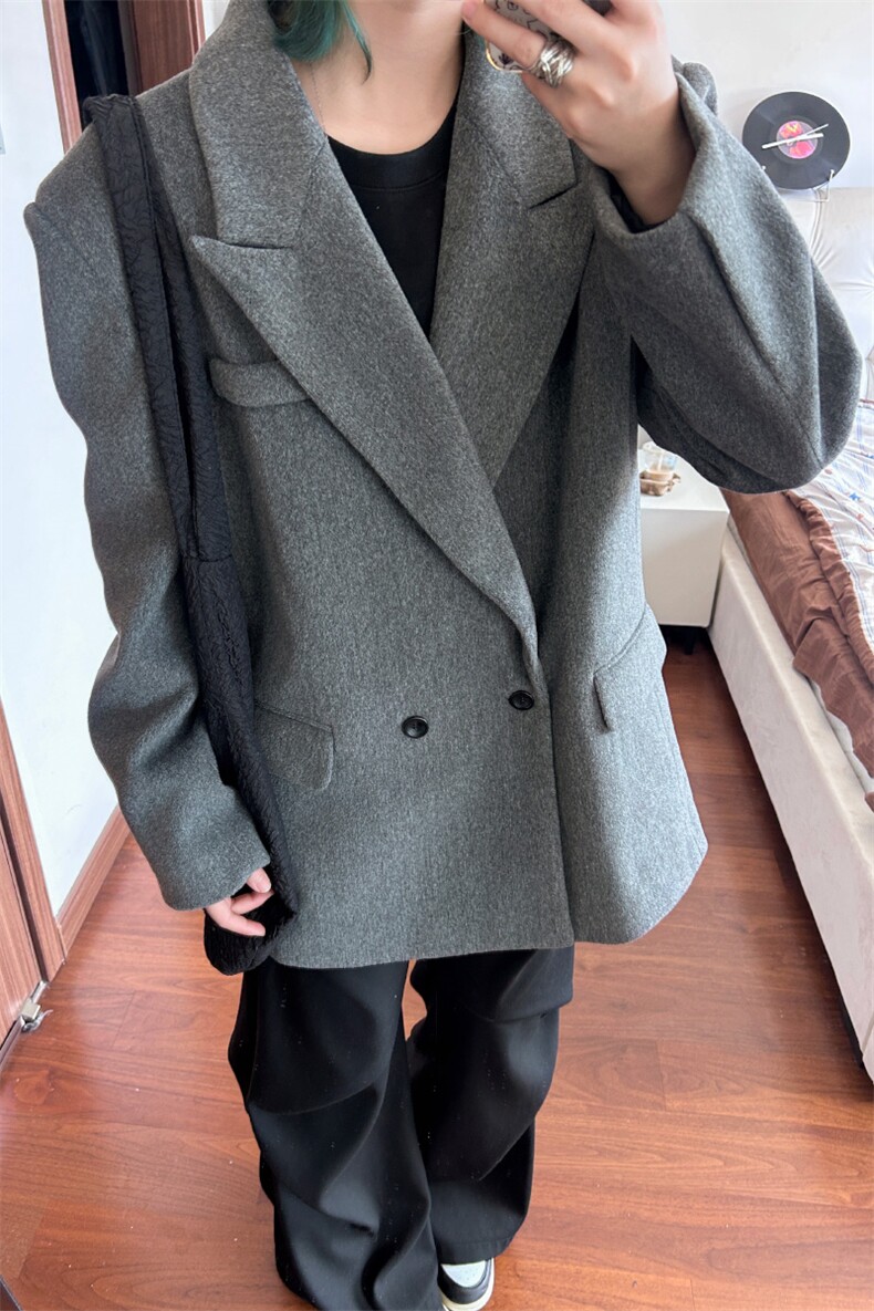 中长款呢子大衣男中性风2025秋冬季呢子外套女XZ514-2-24275-P98,女装短外套,星座514-2(原B239)