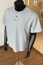 港风日系复古画风格重磅亨利领短袖T恤POLO衫XZ213-TX02-P25控39，男装Polo衫，星座213