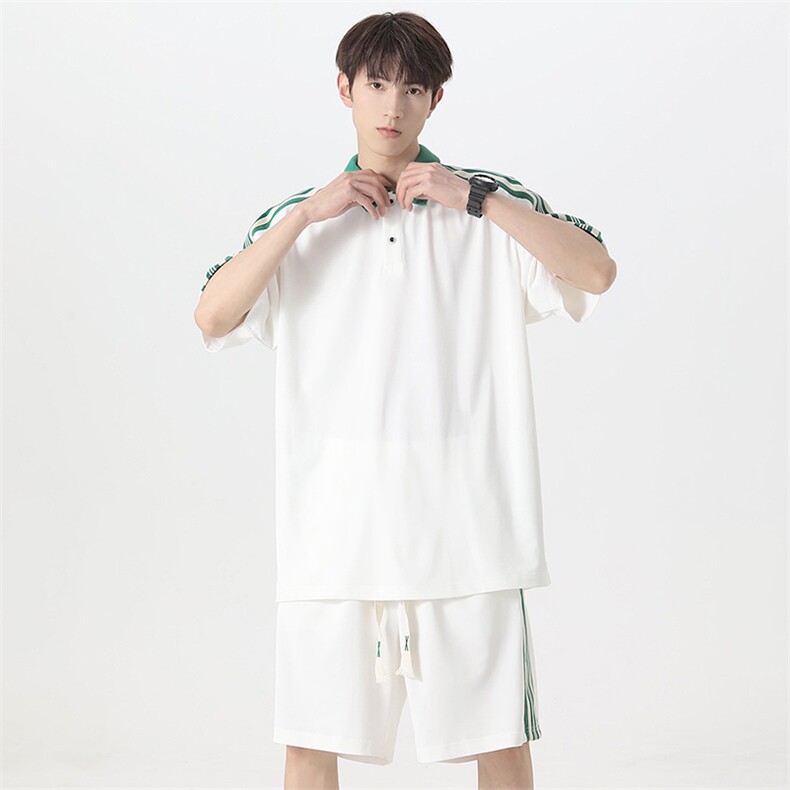 夏季主推大码港风情侣polo衫翻领短袖五分裤休闲套装男S19P65,男装休闲套装,电商B226