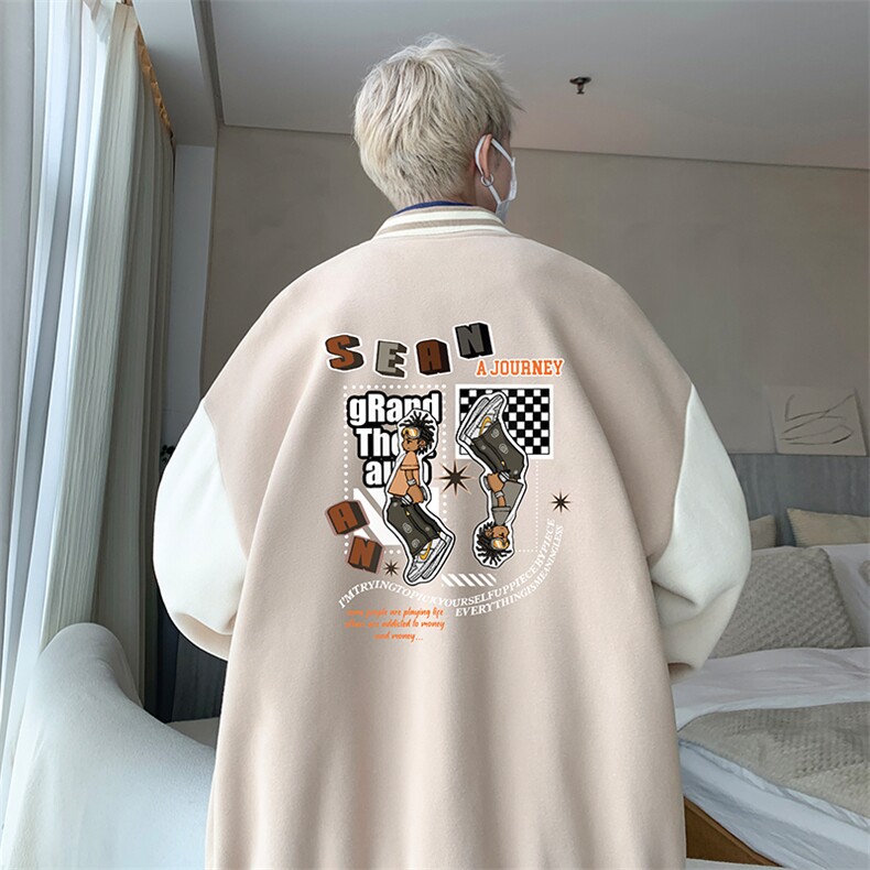 摇粒绒棒球服男大码开衫卫衣男夹克BF86282-P65,男装夹克,电商A040