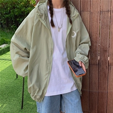 港风情侣刺绣防晒衣服圈圈夏季超薄连帽夹克外套冲锋衣JK15-特P35，男装夹克，星座216(原A116)