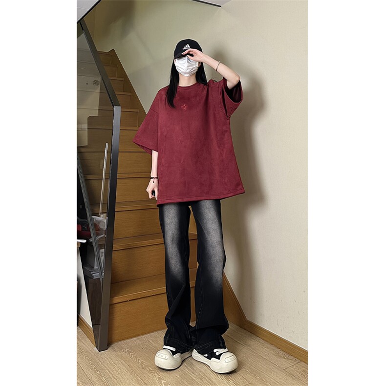 港风大码街头潮流百搭男女圆领短袖T恤五分袖XZ213-T065-P35控48,男装T恤,星座213
