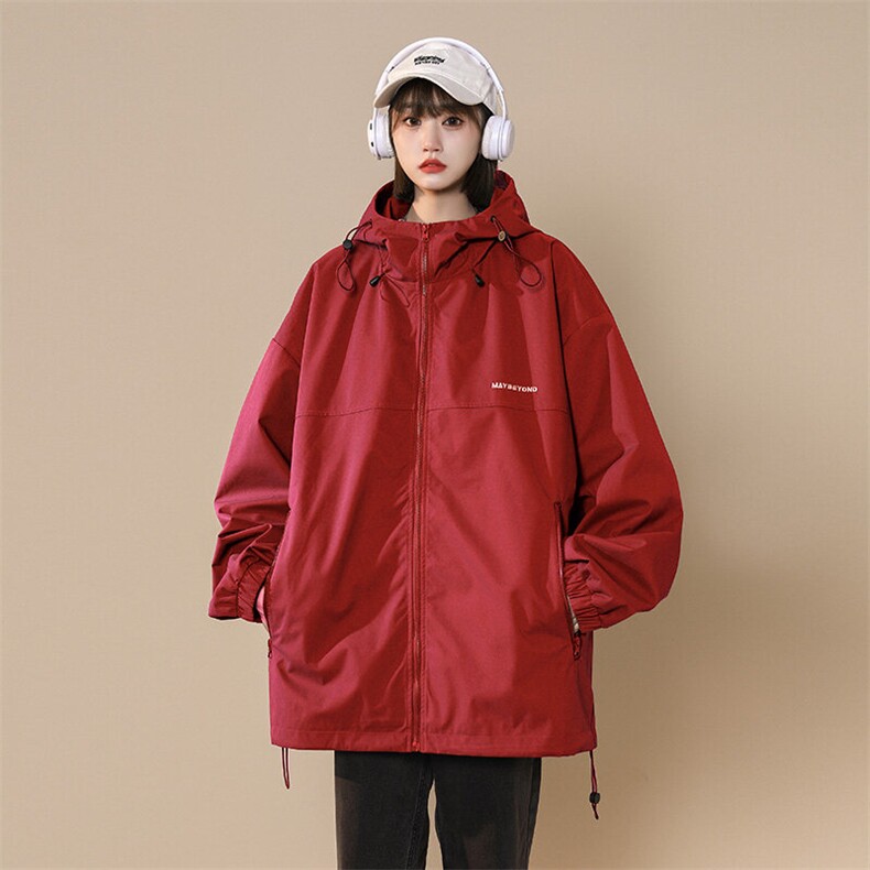 冲锋衣连帽夹克男宽松落肩纯色上衣外套DSA157B-JK727-P58,男装夹克,电商A157B