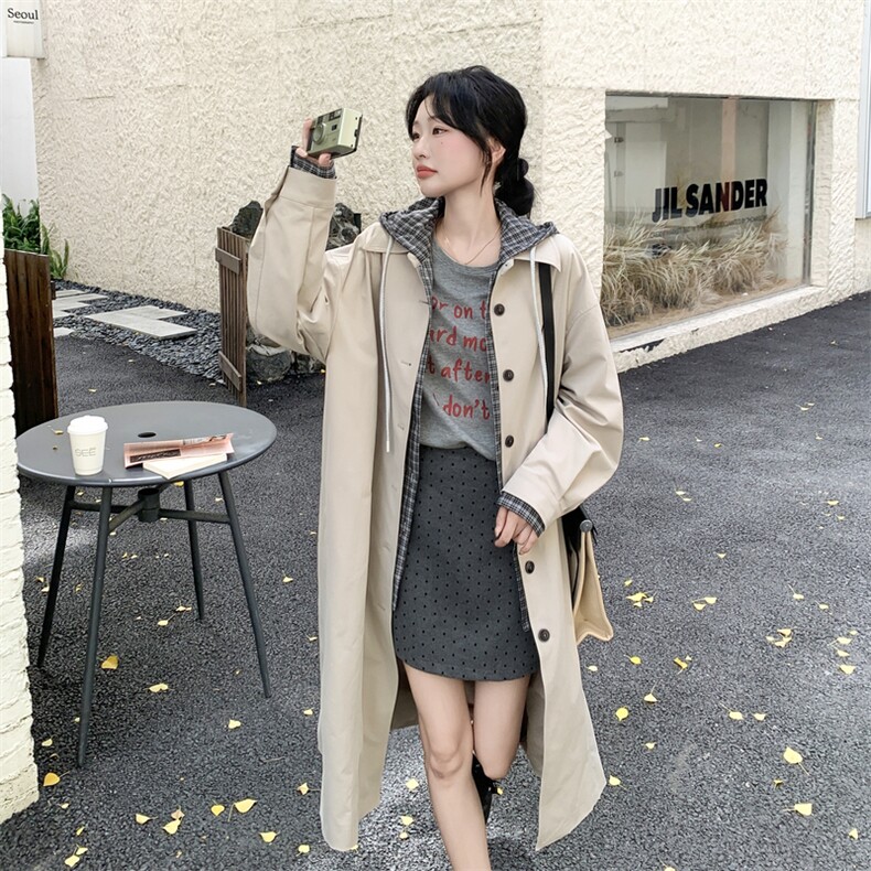 210-3282-P190-K288高级感通勤中长款风衣秋装新款2025年秋季,女装风衣,韩蜜菓