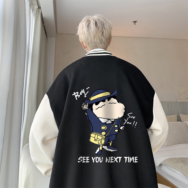 摇粒绒棒球服男大码开衫卫衣男夹克BF86240-P65,男装夹克,电商A040