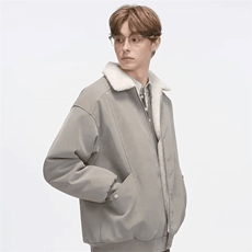 现货冬季美拉德毛领雾面PU皮棉服加绒加厚保暖百搭设计款情侣棉衣，男装棉衣，电商A443