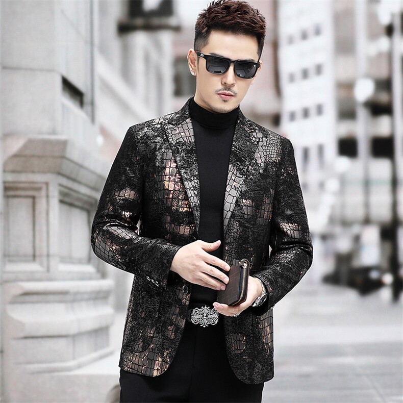 高端轻奢绵羊皮单西装男士秋冬时尚中年绵羊皮单西服皮衣外套图片