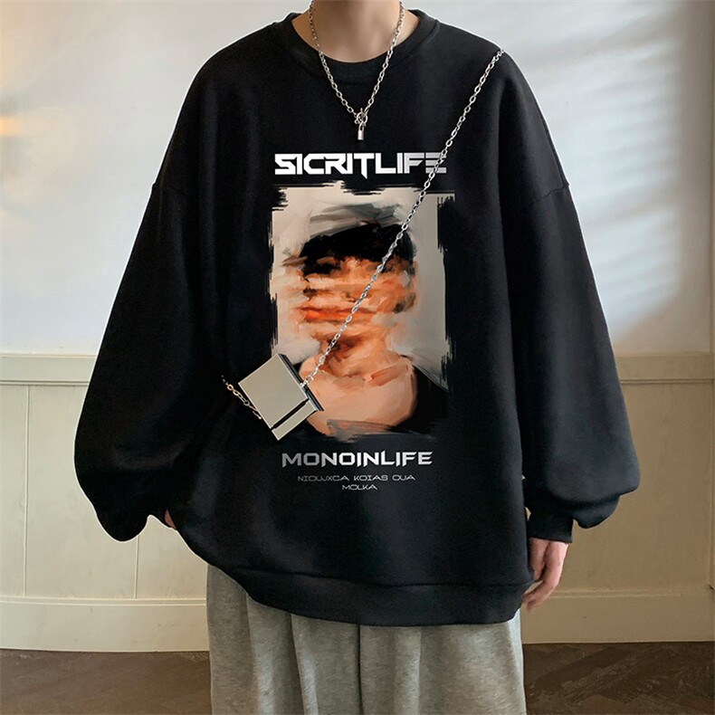 圆领卫衣男大码加厚加绒长袖t恤男S6213-P28加绒款-P33,男装卫衣,电商A040