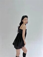 拼接雪纺吊带裙，女装背心吊带，HE