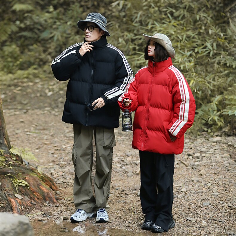 品质公版三条杠纯色棉衣新款立领棉衣男款三条杠情侣外套二开棉服,男装棉衣,电商A409-1