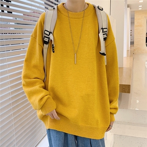 1港风圆领套头中性潮流大码M-5XL印花针织毛衣男7979P45加绒P55图片