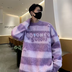 美式复古毛衣男女冬季潮牌宽松情侣休闲百搭针织衫上衣YM635-P53，男装针织衫/毛衣，星座1008