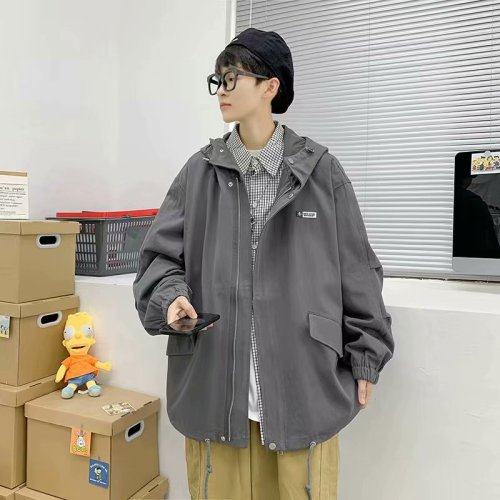 工装外套ins港风学生痞帅宽松百搭韩版潮流连帽中性夹克SY020-P65，男装夹克，星座1008-1
