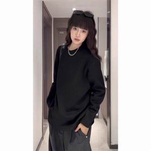 抖音得物品质美式高街重磅曼巴棉结构硬阔boxy版潮牌卫衣长袖T恤图片