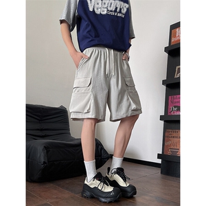 8XL-M 特大码冰丝短裤男五分裤褶皱休闲裤工装中裤DK1504P45控68图片