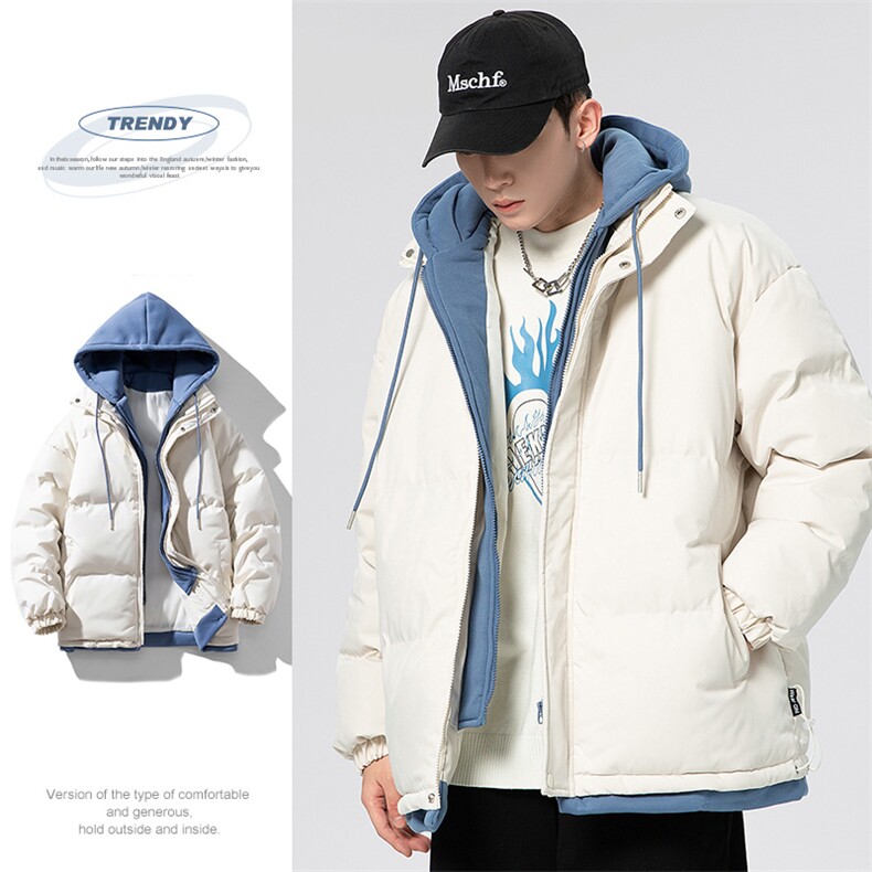 2025秋冬新款加厚假两件棉服情侣大码宽松棉服XZ102A-4-22091-P95,男装棉衣,星座211-2