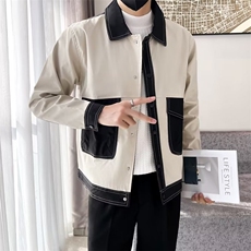 网红潮牌拼色工装外套男春秋季潮流痞帅翻领夹克韩版修身JK003，男装夹克，星座1116A-2（原606A-1）