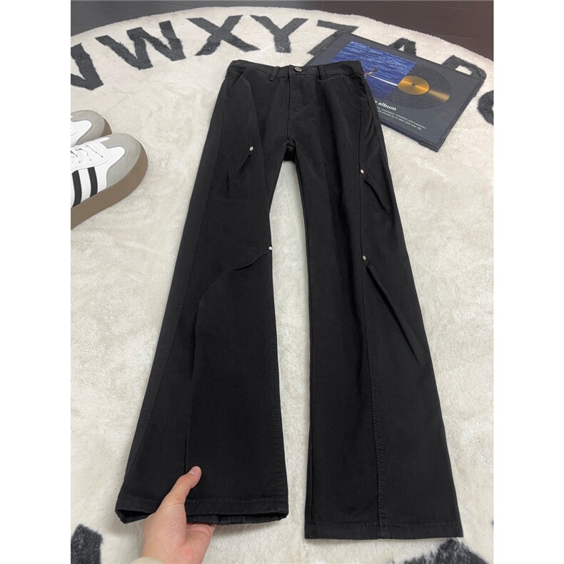 B221 美式ins高街斜切宽松直筒洗褪工装牛仔裤 LK25610-特P48控88图片