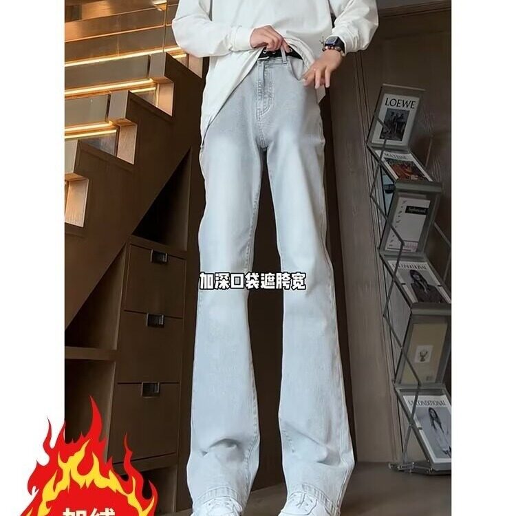美式灰色直筒加绒男潮牌cIeanfit水洗复古长裤子K7055-1#P45网图,男装卫衣,电商B245