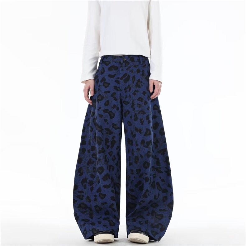 迷彩阔腿牛仔裤高腰宽松显瘦直筒拖地长裤子3179P53，男装牛仔裤，星座410-2