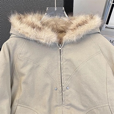 现货高品质美式高街冬季重磅硬挺短款座山雕毛领棉衣男女加厚外套，男装棉衣，电商A486