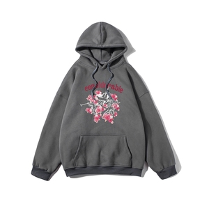 白底秋季时尚美式百搭宽松印花潮流美式连帽卫衣W374P40控58图片