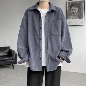 8XL-M加绒灯芯绒衬衫大码复古秋冬保暖上衣外套CS9001/P58加绒68图片