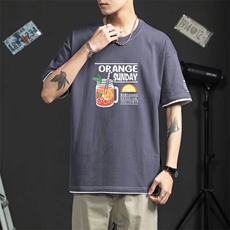男纯棉圆领T恤假两件宽松短袖J2271P28，男装T恤，星座1116-2