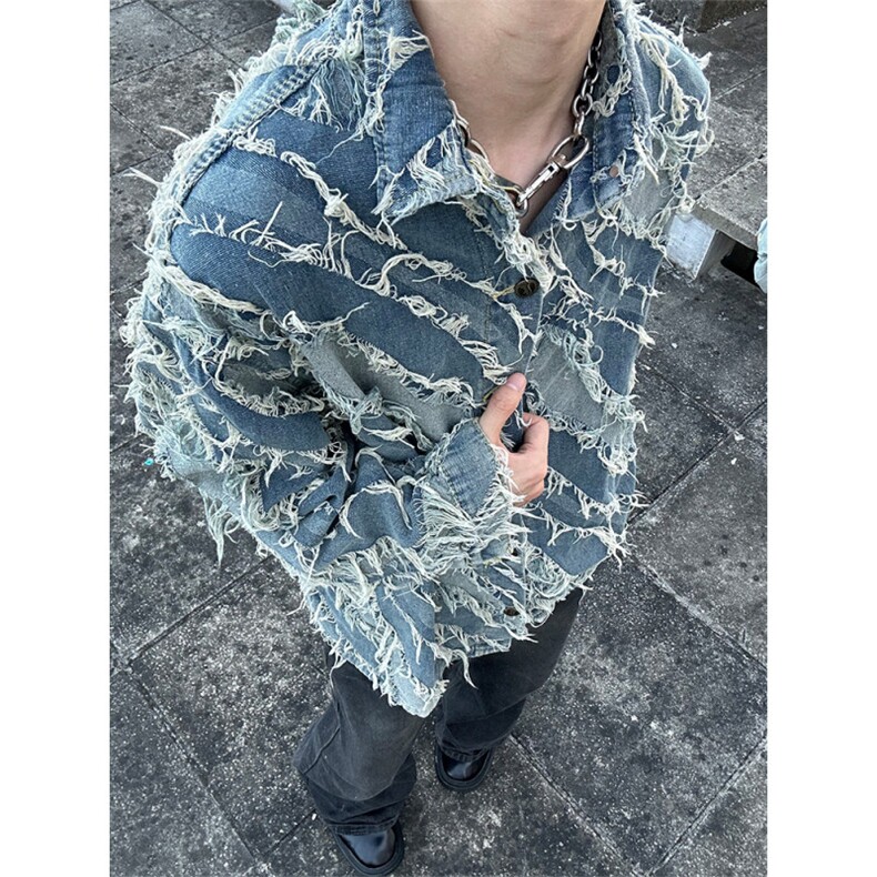 自家图有货~vibe美式流苏毛边休闲牛仔夹克外套JK802-P80控118,男装夹克,星座1004-3