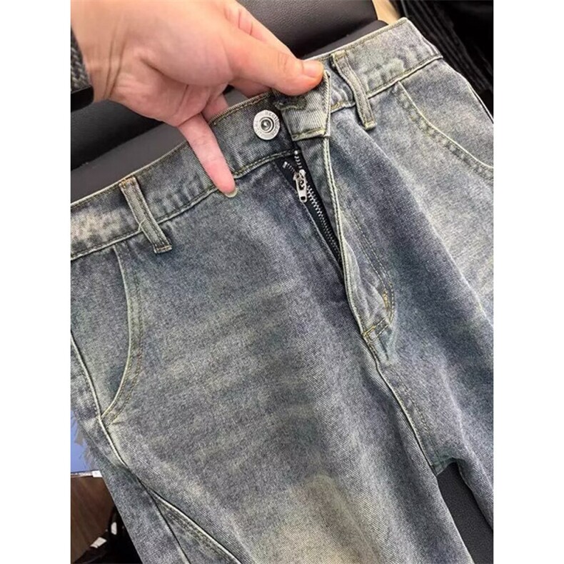 复古微喇牛仔裤男春秋美式高街vibe裤子弯刀显瘦直筒裤LL5711-P45,男装牛仔裤,星座1008