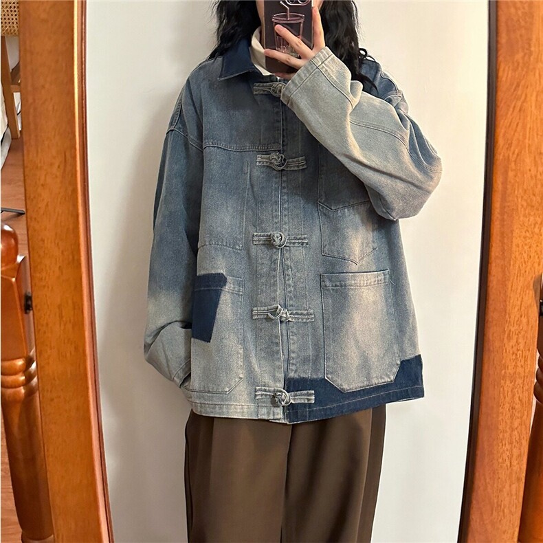 DJ7004-P75春秋季新中式水洗牛仔外套男女生宽松潮-网图现货,男装夹克,星座603-2