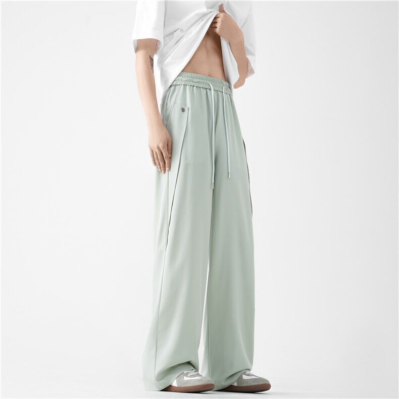 抖音品质夏季新款潮流高级垂感宽松冰丝裤B315-K24165-特p30控58,男装休闲裤,电商B315