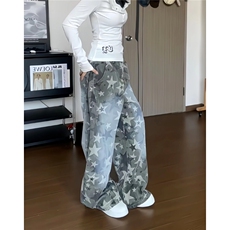 A499-P50美式迷彩直筒工装裤男秋季潮流多口袋长裤嘻哈运动休闲，男装T恤，电商B323A