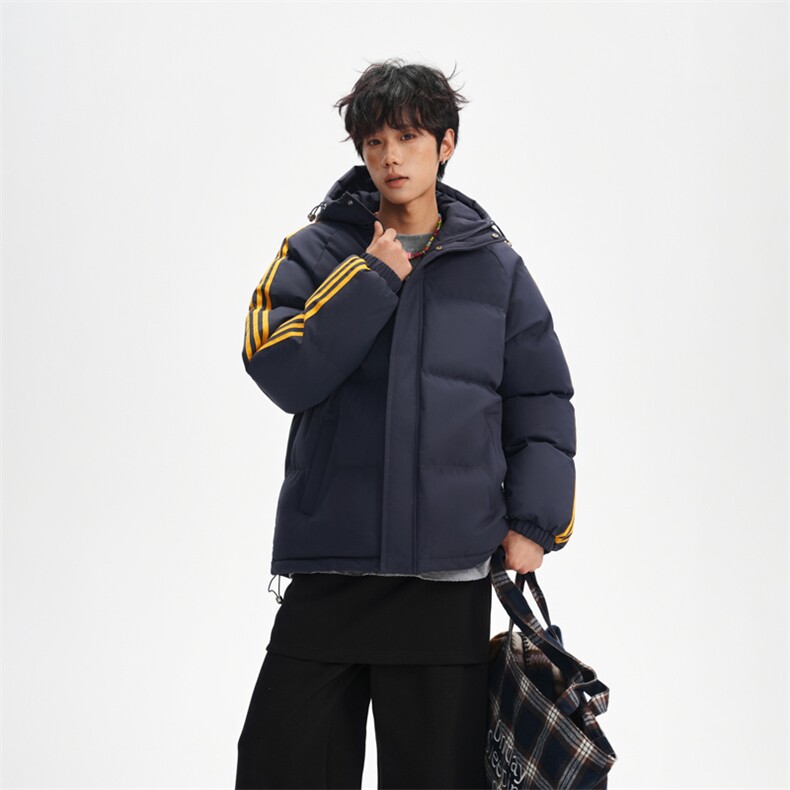 冬季潮流条纹五防立领加绒加厚棉衣情侣撞色棉服外套MY8899-p78图片