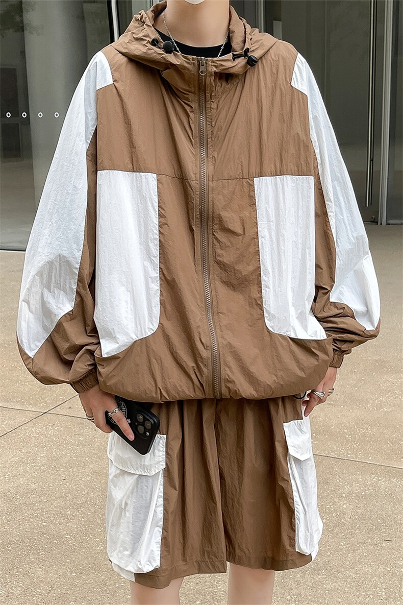 夏季撞色夹克衫防晒服套装运动风时尚防晒衣男XZ514-2-1611-P98,男装防晒衣,星座514-2(原B239)