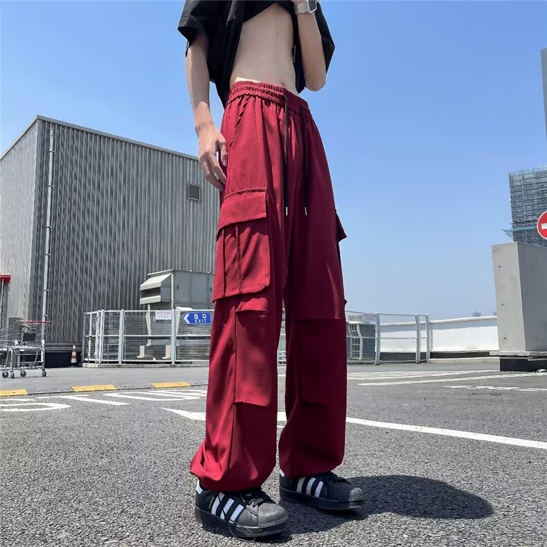 美式高街多口袋工装裤男夏季红色运动裤1001-1-K285-p39,男装工装外套,星座1001-1