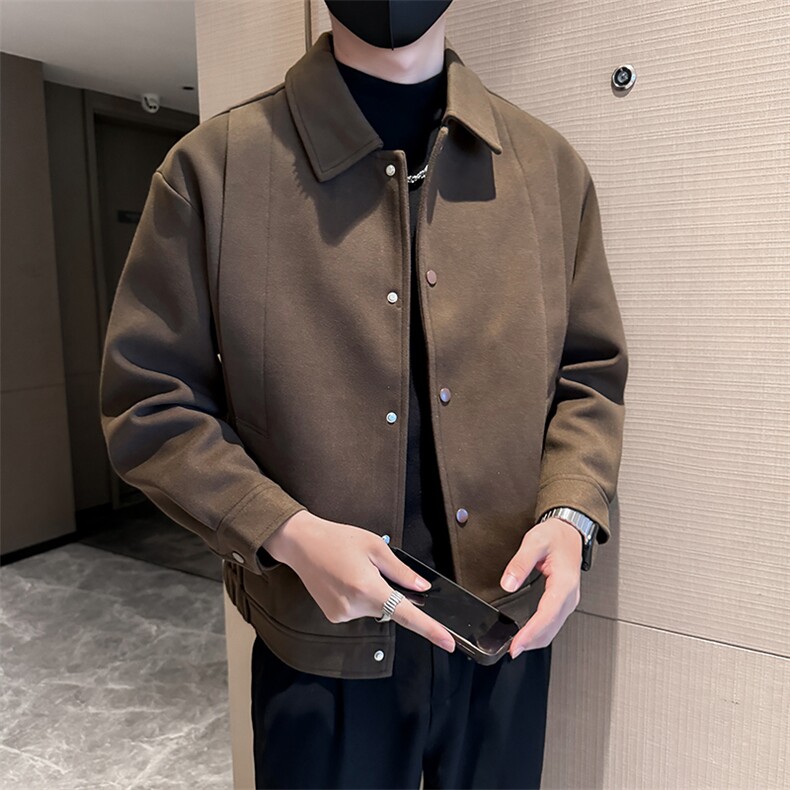 轻熟风高端呢子小伙宽松韩版外套大衣夹克男A236-JK8009-P140,男装夹克,电商A236